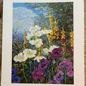 RED POPPIES Limited Edition SILKSCREEN 1996 by John Powell 50/750 WFUNA